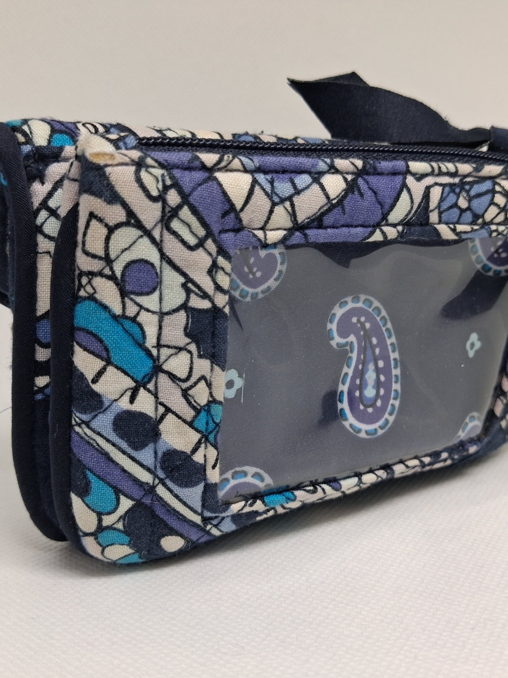 Vera Bradley Quilted Paisley Clear-Front Cosmetic Pouch - Navy, Blue & Cream